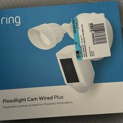 BNIB Ring - Floodlight Cam Plus Outdoor Wired 1080p Surveillance Camera - White