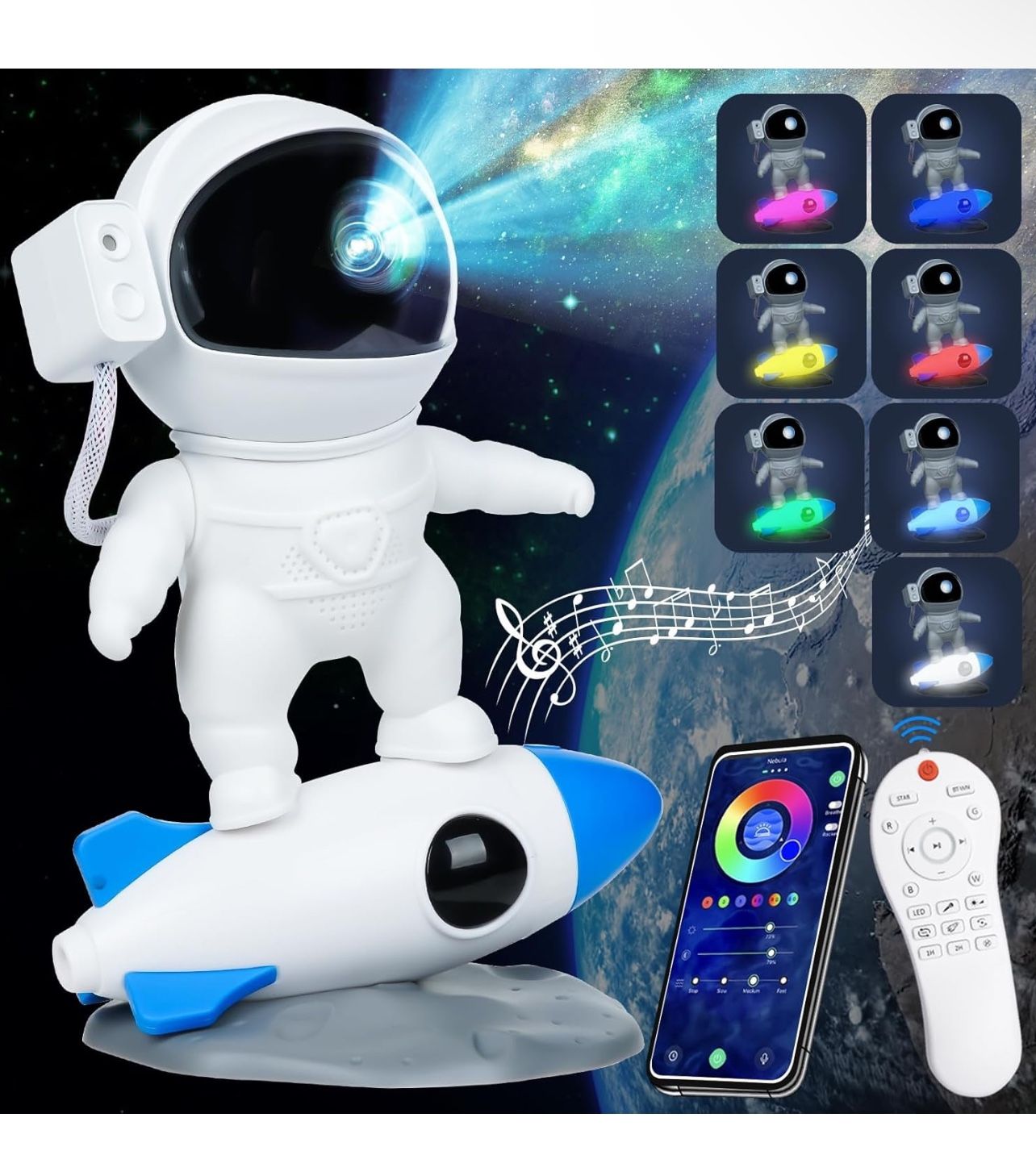 Brandnew Astronaut Galaxy Projector for Bedroom, Star Projector with Moon Lamp, Led Space Nebula Night Light for for Kids Teen Girls Boys Adults, Livi
