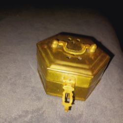 Solid Brass Box With Lock And  Hain Vintage 