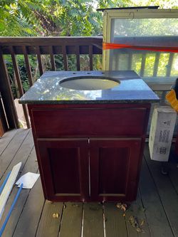 Marble Top Bathroom Vanity with Sink – Solid Wood Cabinet