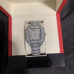 Luxury Cartier Iced-Out Watch – Moissanite Diamond Style w/ Box & GRA Certificate