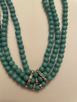 Pretty Blue Howlite & Austrian Crystals 18" Necklace