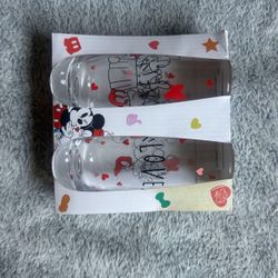 Disney Mickey and Minnie Stemless Champagne Flutes Set of 2