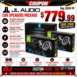 JL Audio RD400/4 4-Channel Speaker System Amplifier 2-Sets C2-650X Speakers 450 Watts C2 Package 🚨 No Credit Needed 🚨