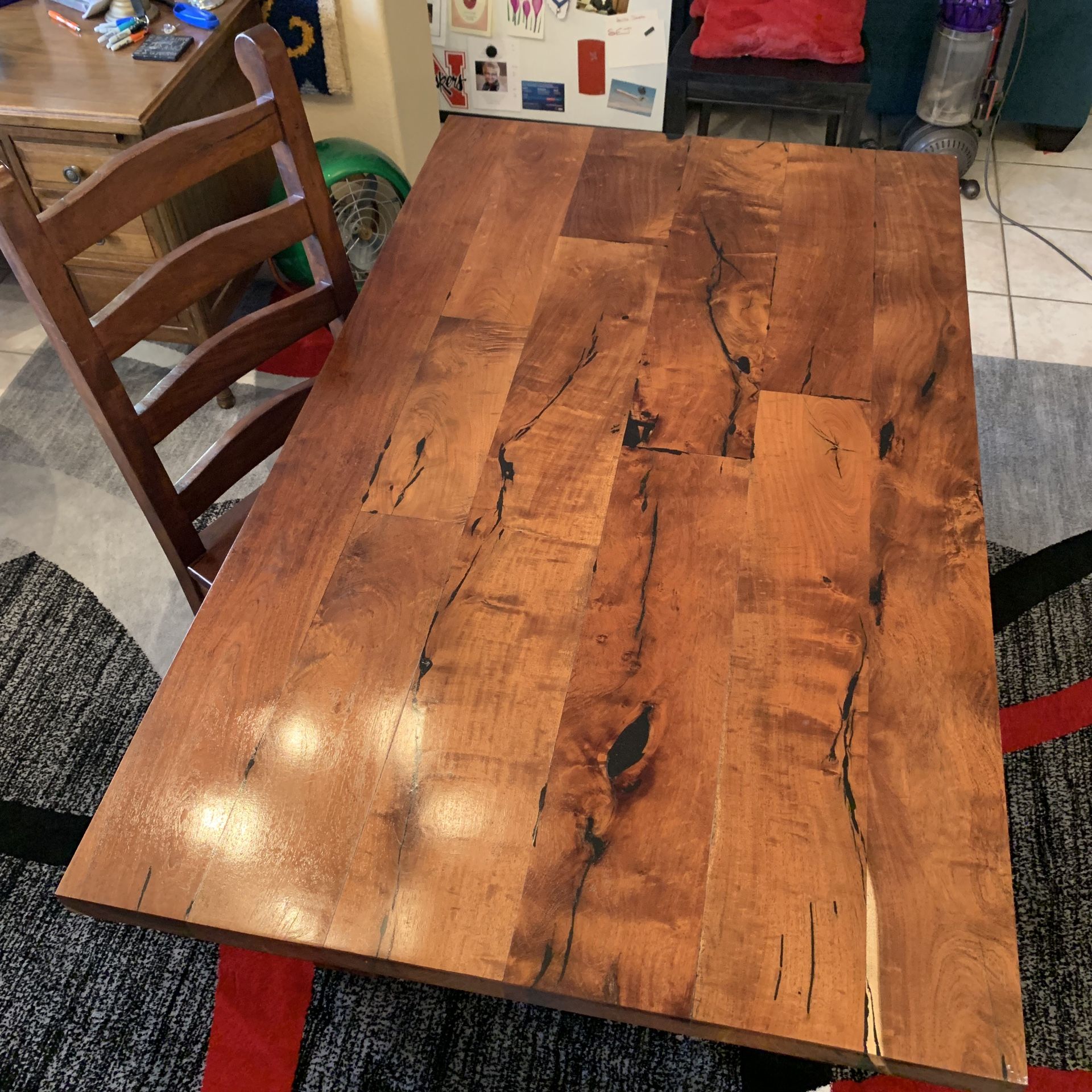 REDUCED $4100 to $3200: Custom, Solid Mesquite Wood Desk/Dining Table & Chair