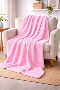 Light pink color throw size blanket brand new