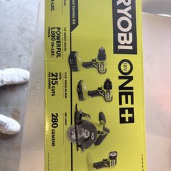 Ryobi Cordless 4-Tool Combo Kit with 1.5 Ah Battery, 4.0 Ah Battery, and Charger