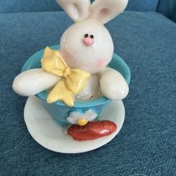 Easter Bunny In A Tea Cup Figurine