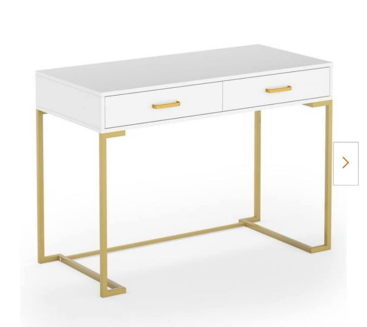 M00103 39 in. Retangular White Wood 2 Drawer Writing Desk with Large Weight Capacity