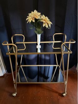 Bar Cart Linon Mid-Century Modern Mirrored Shelves on Wheels