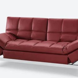 Leather Sofa Futon Convertible  USB/PLUG