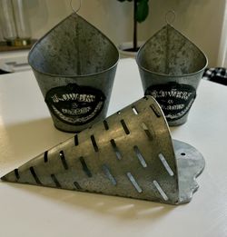 Three (3) pieces of galvanized decor 