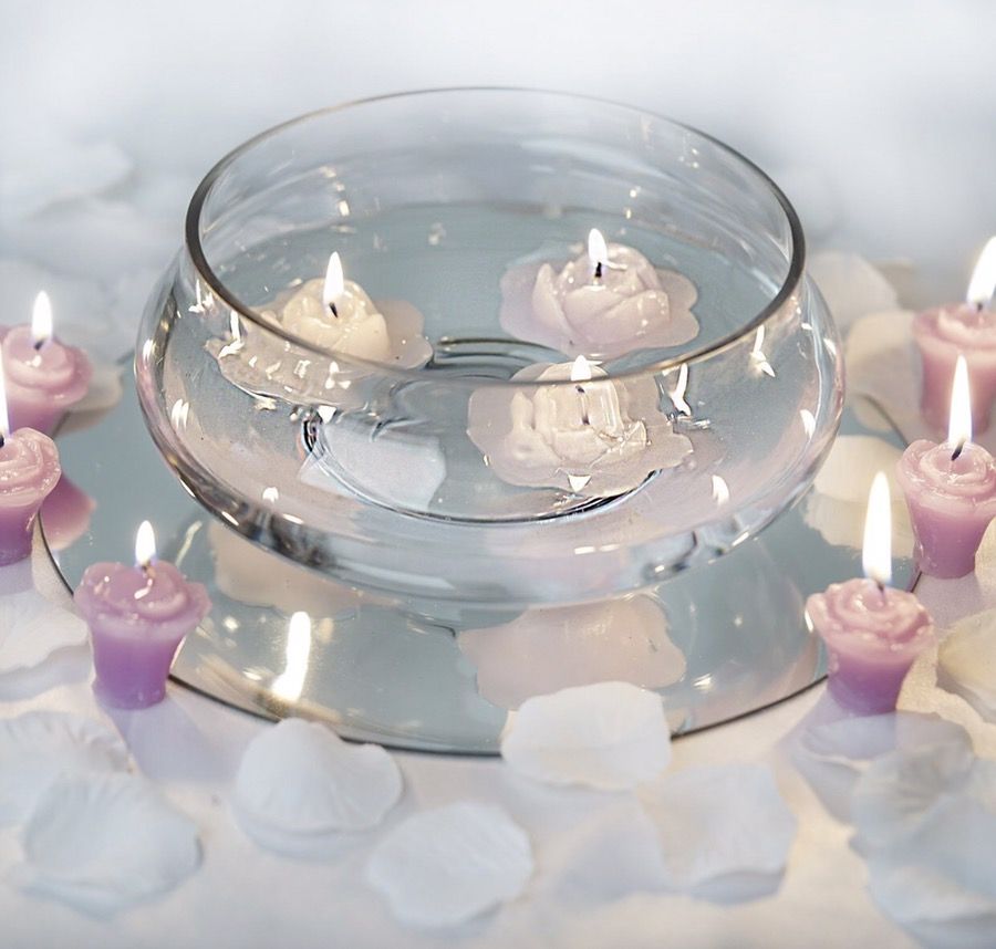 Decorating floating candle glass bowl