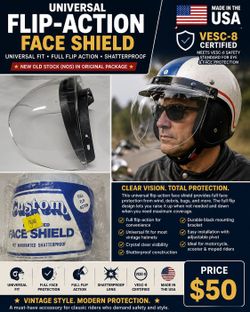 Helmet Bubble Face Shield Visor -3 SNAP-NOS