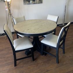 5Pc Gray Round Dining Table Set 