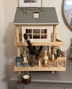 Treehouse Play Set +8 Wooden Forest Animals