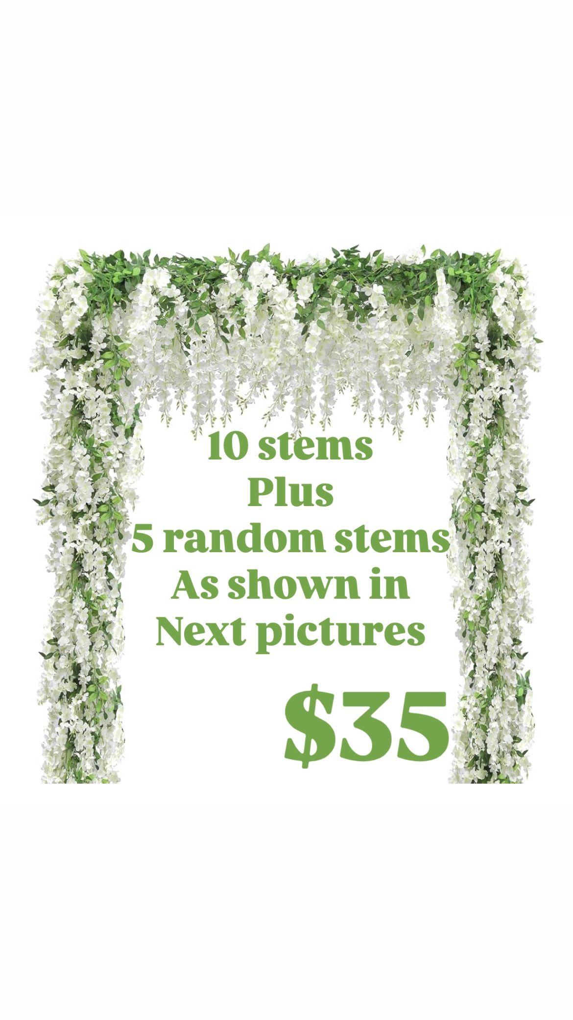 Wisteria Artificial Flowers Garland, 15 Pcs 7ft stems White Wisteria Hanging Flowers, Flower Garland Decorations for Home Garden Outdoor Ceremony Wed