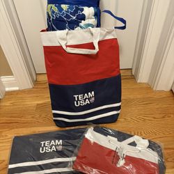 Team USA Olympic Patriotic Canvas Beach Tote Bag
