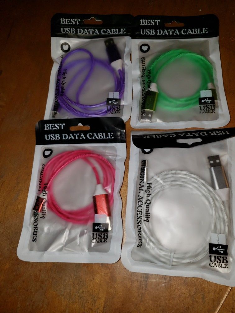 New (4) New USB DATA CABLE CELL PHONE CHARGER'S 