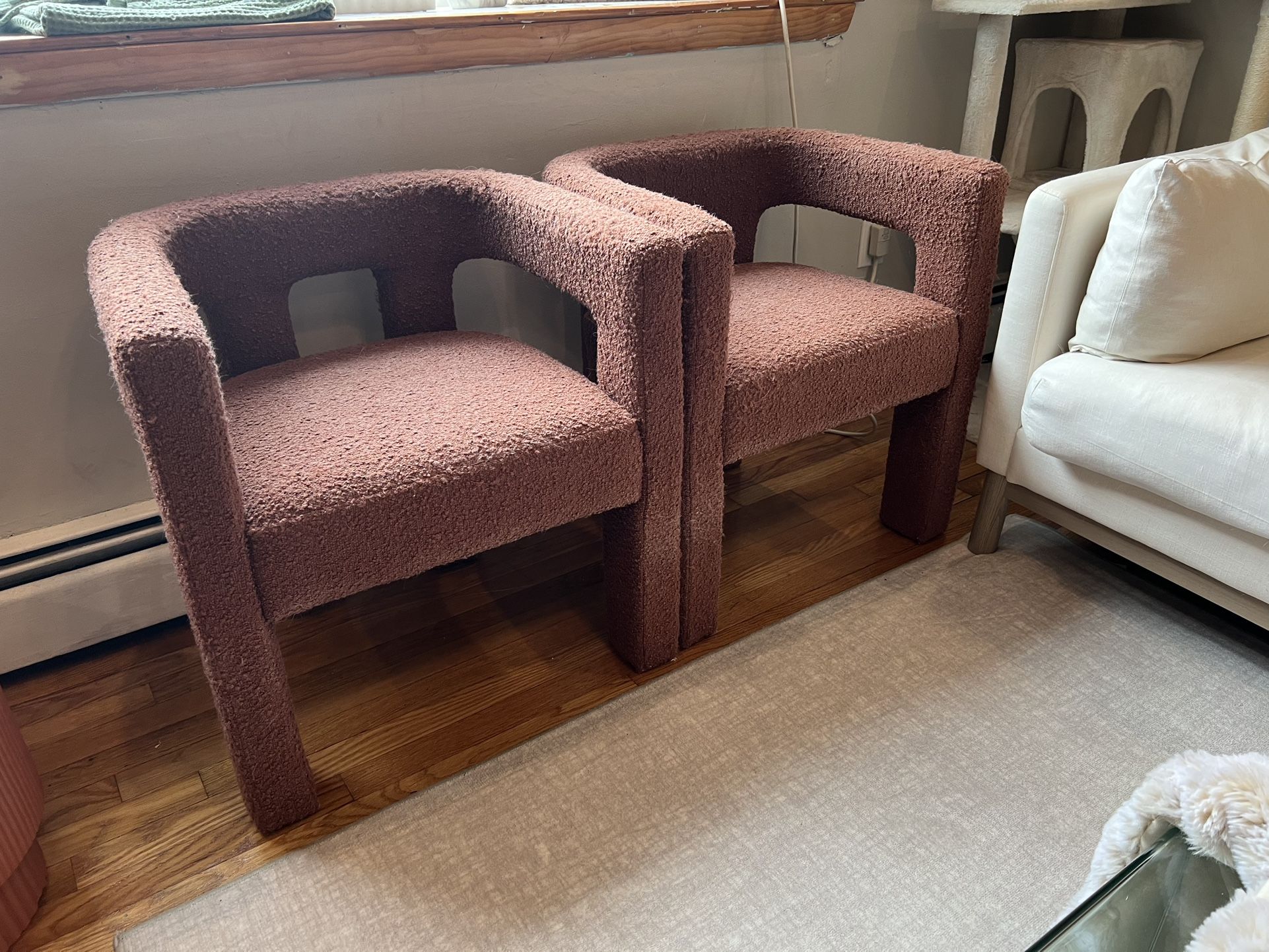 CB2 Boucle Armchairs