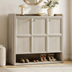 Shoe Storage Cabinet for Entryway, 47.6" Wide 6-Tier Extra Large Shoe Cabinet with 3 Doors, Holds Up to 30 Pairs, Adjustable Shelves Shoes Rack Organi