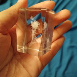 3D Fairy Flower Clear Glass Paperweight 