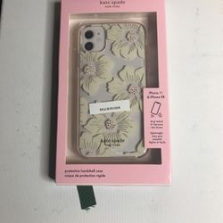 kate spade Hard Shell Case for iPhone 11/XR, Cream Stones/Hollyhock Floral Clear