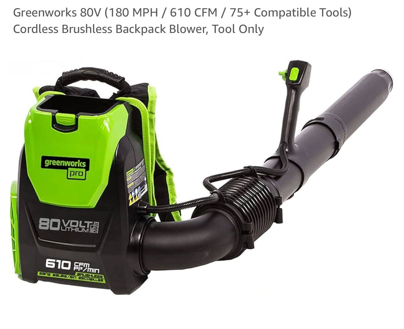 Greenworks Backpack Leaf Blower (TOOL only)