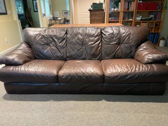 Brown leather couch