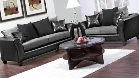 Grey and black couch and Loveseat set