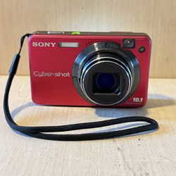 Sony CyberShot DSC-W170 10.1MP Digital Camera Red Tested Good Missing Batt-Door! 