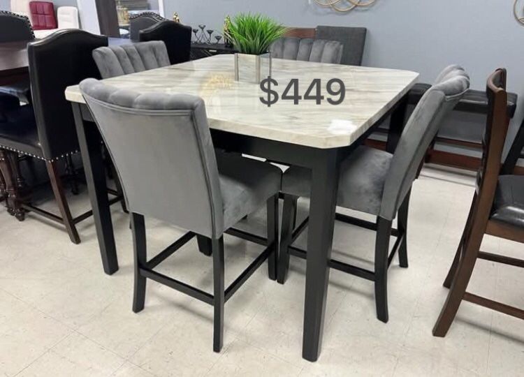 $449 No Tax 5-Pc Counter Height Dining Table Set