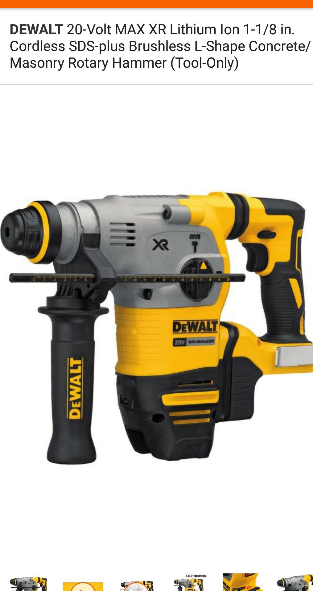 Rotary hammer dril 20 brushless. TOOL ONLY