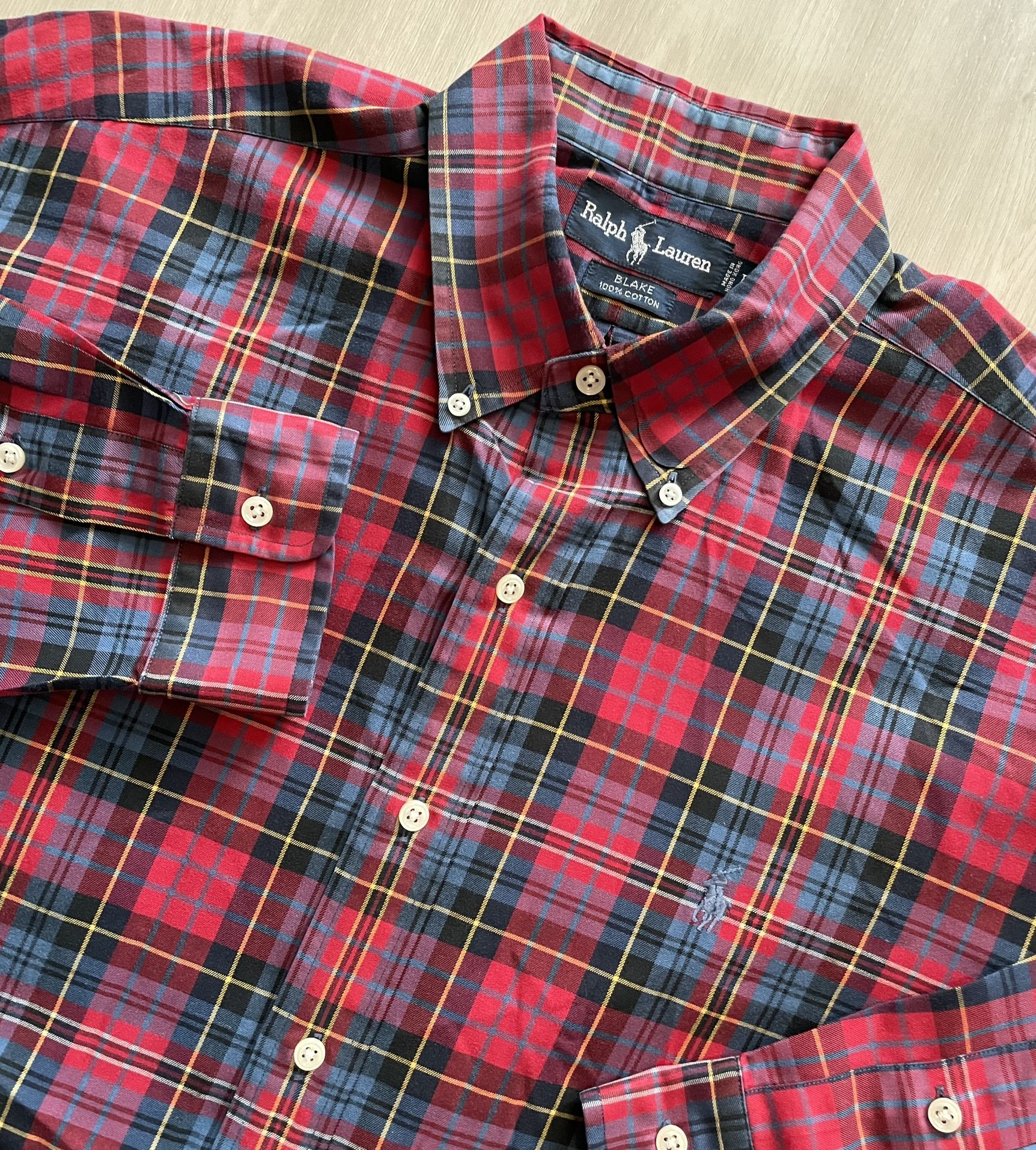 Vintage Polo Ralph Lauren Flannel Colorful Plaid Blake Button Down  Mens Large
