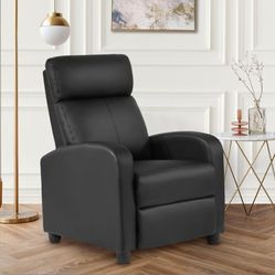 Recliner Sofa  Chair Home Theater Seating with Lumbar Support and Padded Backrest for Living Room and Bedroom (Leather, Black)