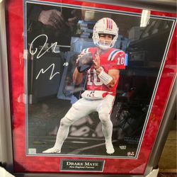 Drake Maye Autographed Framed  Fanatics 