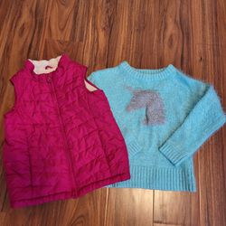 Bundle 2 Pieces Girls Clothings Sweatshirt Puffer Vest Size 5