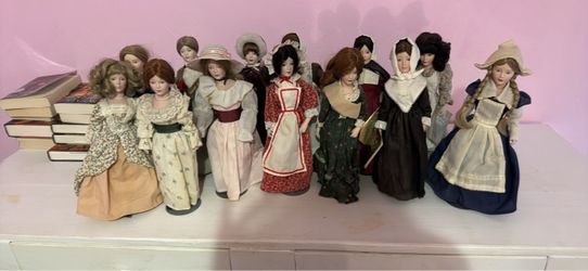 Collection of Porcelain Dolls in Period Costumes