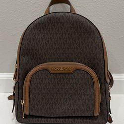 Brown Michael Kors Jaycee Medium Signature Logo Backpack