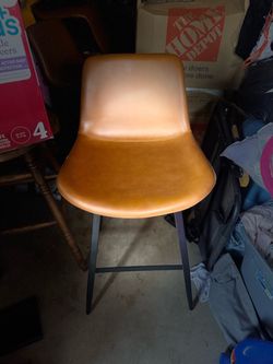 Tan Faux Leather Bar Stool X4