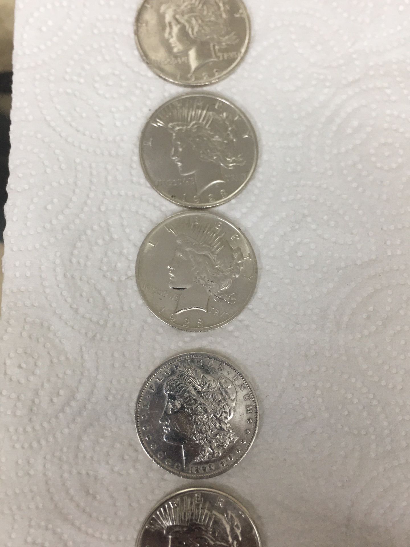 Silver Coins 5 Piece Peace Dollar Morgan Dollar
