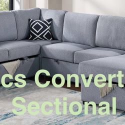 Large Boucle’ 4-Pcs Convertible Sectional (Finance & Delivery)