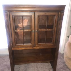 Antique Wood Drawer With Glass Display Case Cabinets Dresser Armoire 