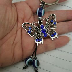 Evil eye Butterfly Keyring Charm 