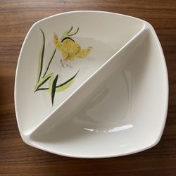 Vintage Winfield China Divided Serving Bowl In Tiger Lily Pattern