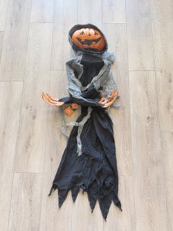 New - Hyde and EEK! Lewis 65 in Pumpkin Head Ghoul Halloween Decor, Light-Up + Sound