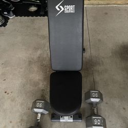 SPORT ESSENTIALS Adjustable Weight Training Bench with 90 lbs dumbbells 