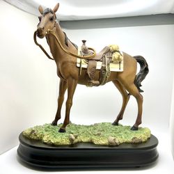 1992 The San Francisco Music Box Horse Western Saddle Figurine - Works!