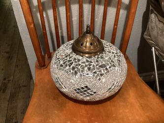 9.5" Turkish Mosaic Glass Lamp Globe Only – White Mirror (Size 5/6)