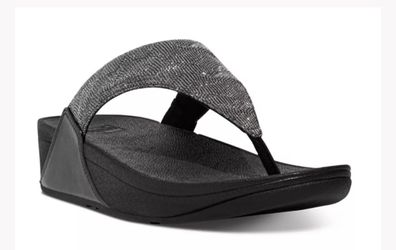 FitFlop Lulu Glitz Sandals Womens Black Worn 2x-Perfect-Sz 7 Holiday-Halloween